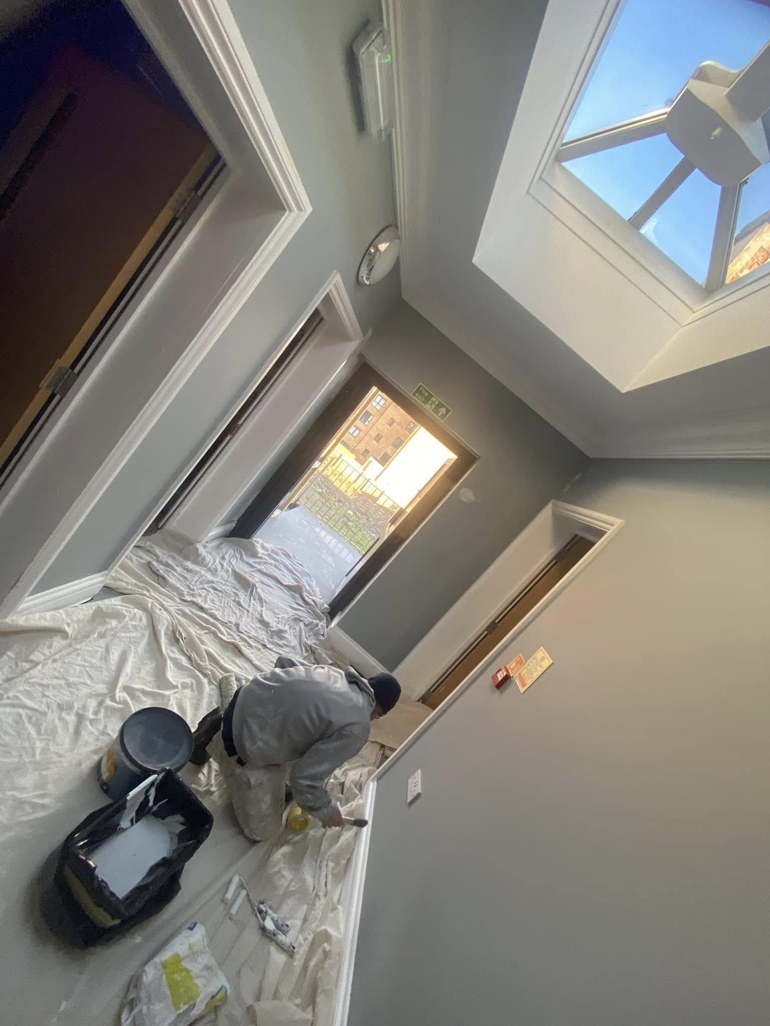 Hallway painted by professional decorators in Derby