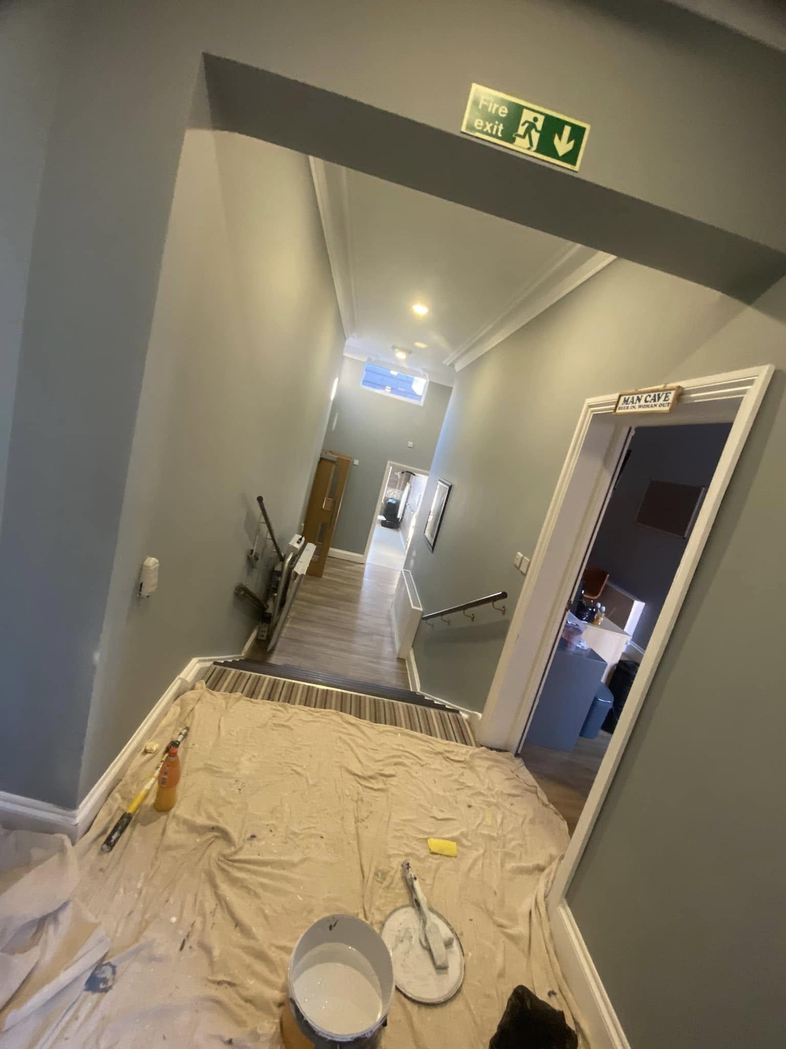 Renovated stairway freshly painted